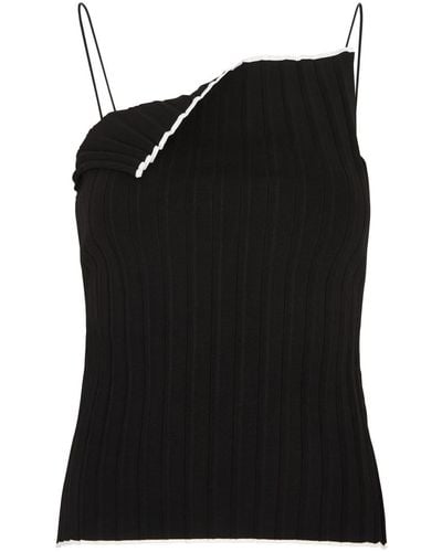 Jacquemus Le Haut Maille Plissé Knitted Top - Black
