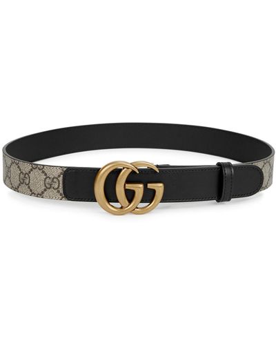 Gucci gg Supreme Monogrammed Belt - Black