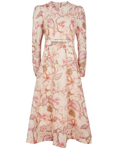 Zimmermann Matchmaker Floral-Print Organza Midi Dress - Pink