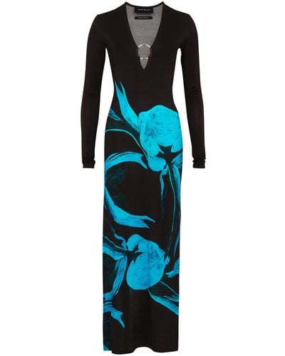 Louisa Ballou Helios Printed Stretch-Jersey Maxi Dress - Blue