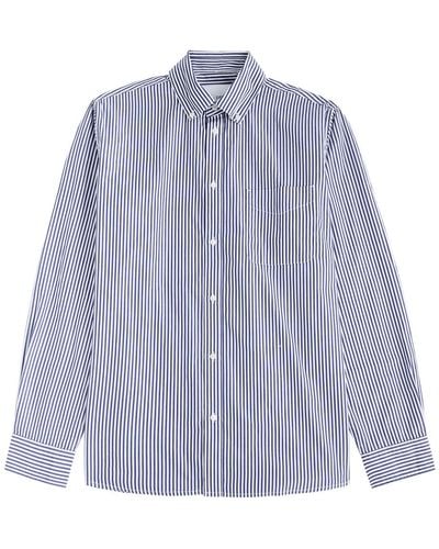 Les Deux Kent Striped Cotton-Poplin Shirt - Purple