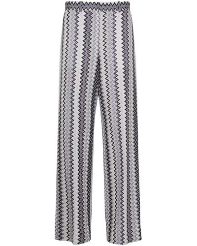 Missoni Zigzag-intarsia Metallic Fine-knit Pants - White