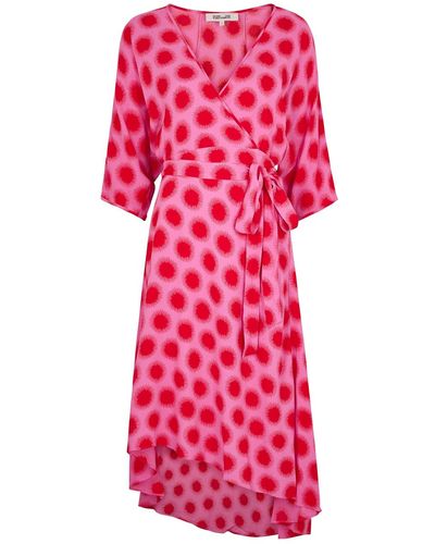 Diane von Furstenberg Eloise Printed Crepe De Chine Midi Dress - Pink