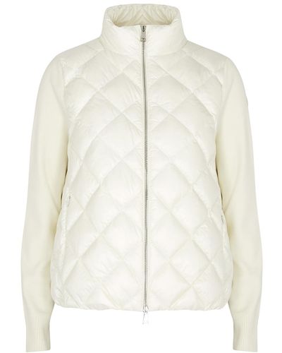 Moncler Quilted Shell And Wool Jacket, Off, Jacket, Quilted - White