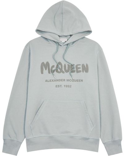 Alexander McQueen Logo Hooded Cotton Sweatshirt - Grey