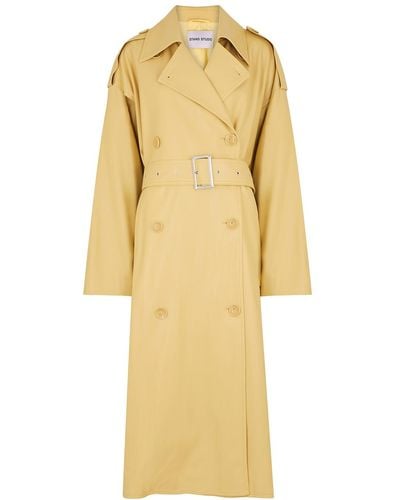 Stand Studio Hope Honey Faux Leather Trench Coat - Yellow