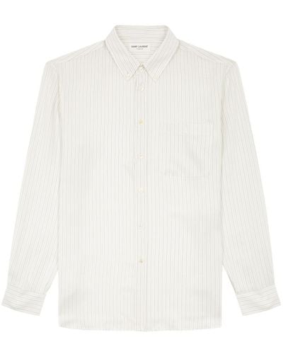 Saint Laurent Striped Silk Crepe De Chine Shirt - White