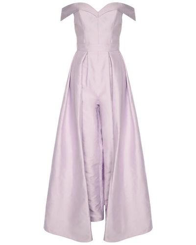 True Decadence Bardot Jumpsuit With Overlay Skirt - Purple