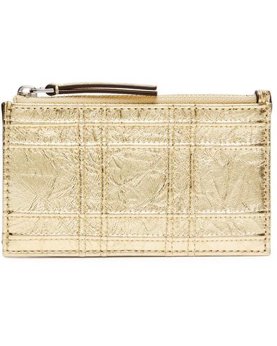 Tory Burch Fleming Metallic Leather Card Holder - Natural