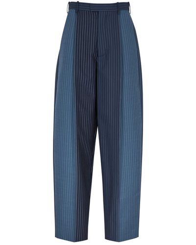 Marni Striped Barrel-leg Wool Pants - Blue