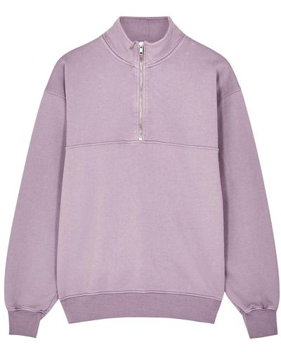 COLORFUL STANDARD Half-Zip Cotton Sweatshirt - Purple