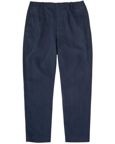 NN07 Billie Tapered-Leg Linen Pants - Blue
