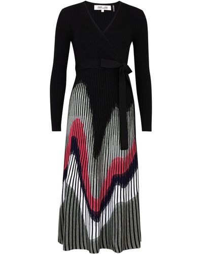 Diane von Furstenberg Reiko Ribbed-knit Midi Dress - Black