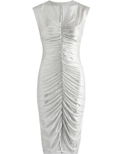 Norma Kamali Metallic Ruched Stretch-Jersey Mini Dress - Gray