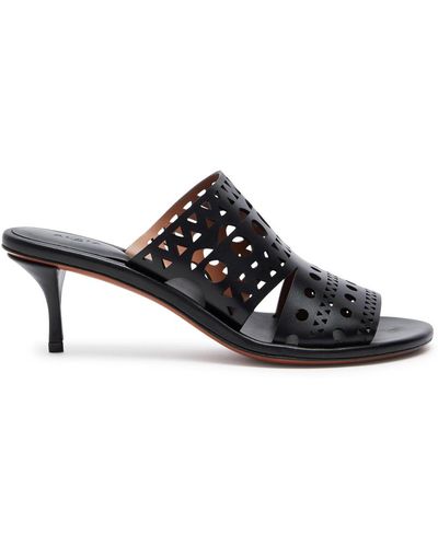 Alaïa Vienne Laser-cut Leather Heeled Mules - Black