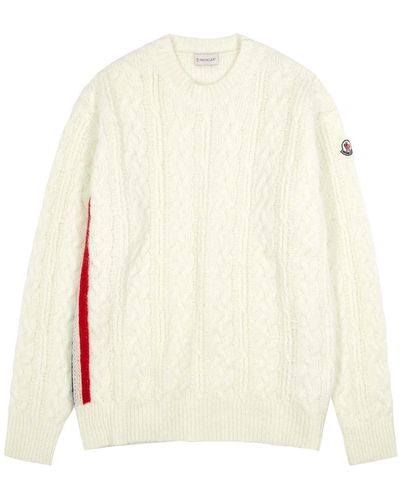 Moncler Cable-knit Wool-blend Jumper, Jumper, , Wool-blend - White
