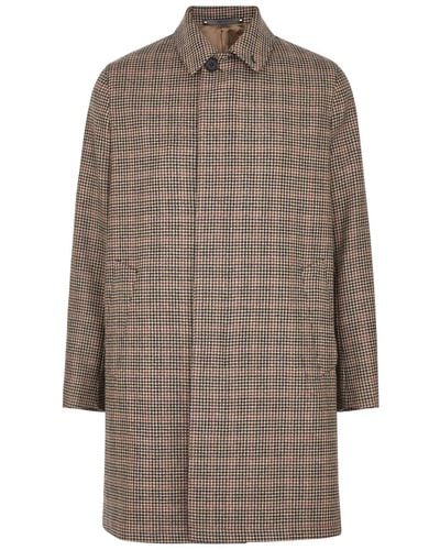 Paul Smith Houndstooth Wool Coat - Brown