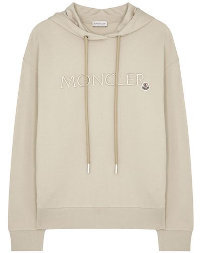 Moncler Logo Hooded Cotton Sweatshirt - Natural