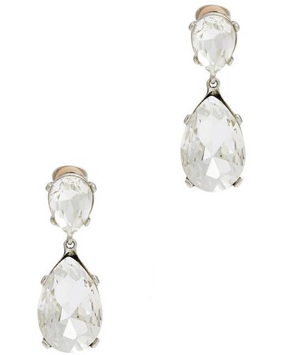 Kenneth Jay Lane Crystal Rhodium-plated Clip-on Drop Earrings - White