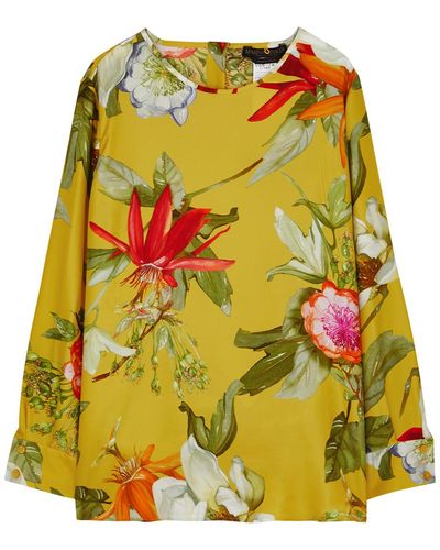 Marina Rinaldi Leandro Floral-print Silk Blouse - Yellow