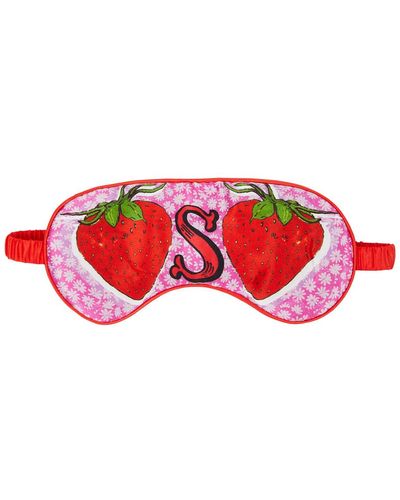 Jessica Russell Flint S Is For Strawberries Silk Eye Mask - Red