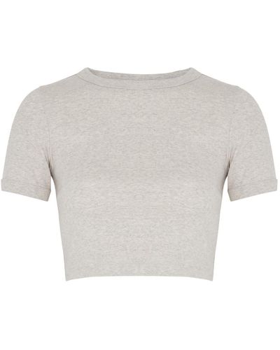 Flore Flore Car Cropped Cotton T-Shirt - Gray