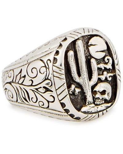 Clocks and Colours Tumbleweed Engraved Sterling Ring - White