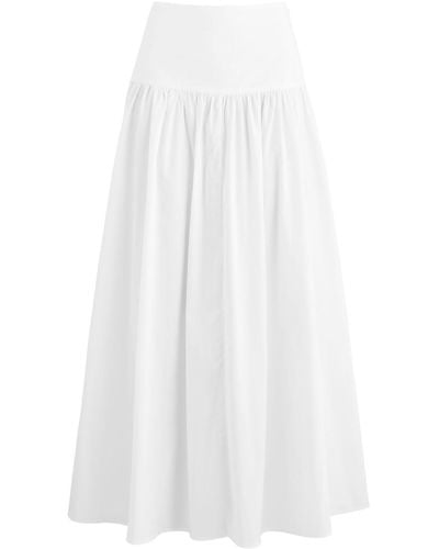 Bird & Knoll Solana Cotton Maxi Skirt - White