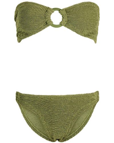 Hunza G Gloria Seersucker Bandeau Bikini - Green