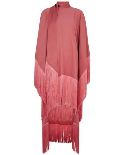‎Taller Marmo Mrs Ross Phoenix Fringed Crepe-de-chine Gown - Red