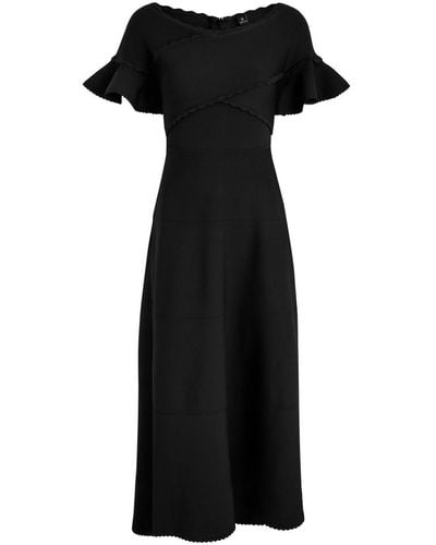 Needle & Thread Wrap Front Knitted Midi Dress - Black