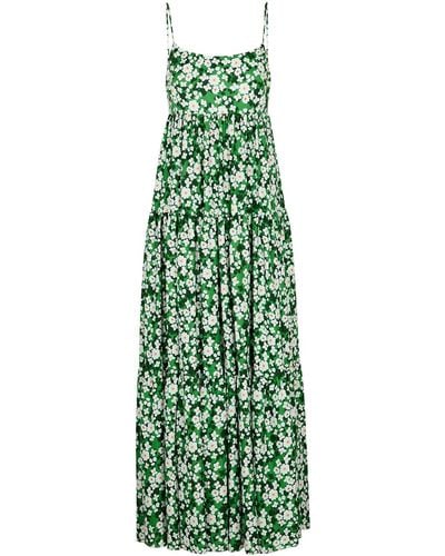 Borgo De Nor X Talia Collins Pallas Floral-print Satin Midi Dress - Green