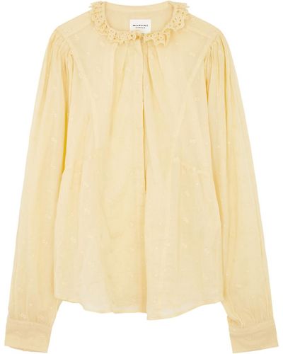 Isabel Marant Terzali Floral-embroidered Cotton Blouse - Yellow