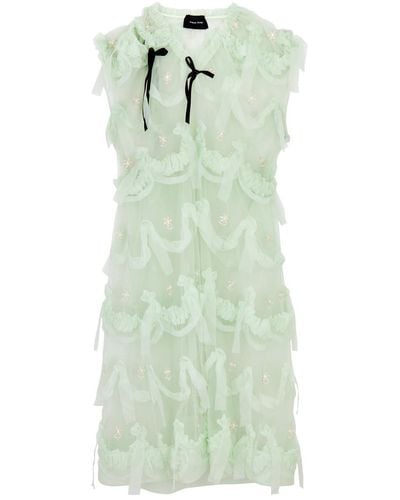 Simone Rocha Ruffled Embroidered Tulle Dress - Green