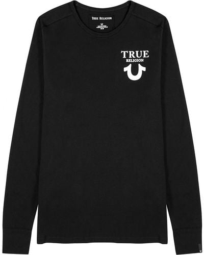 True Religion Logo-Print Cotton Top - Black