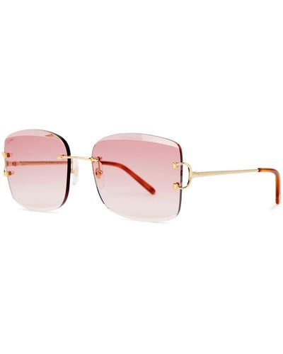 Cartier Signature Rectangle-frame Sunglasses - Pink