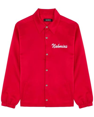 NAHMIAS Miracle Academy Embroide Silk-satin Jacket - Red