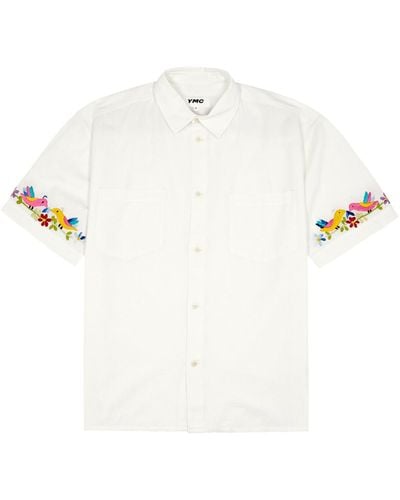 YMC Mitchum Embroidered Cotton-Blend Shirt - White