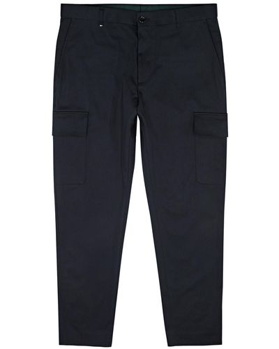 BOSS Pepe Stretch-Cotton Cargo Trousers - Blue