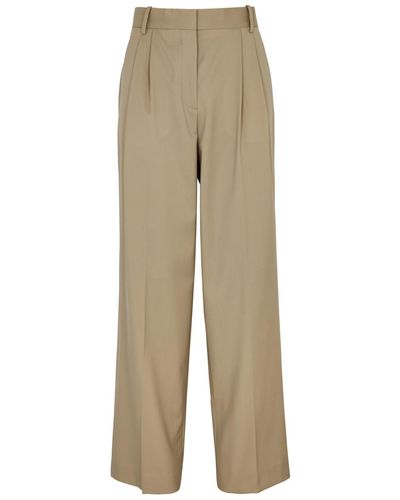 Rohe Pleated Wide-Leg Wool Pants - Natural