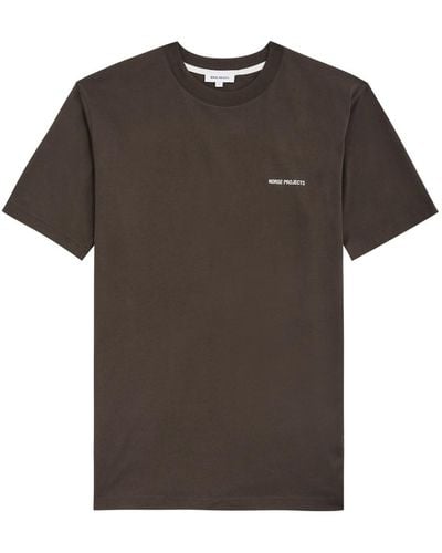 Norse Projects Johannes Logo-Print Cotton T-Shirt - Brown