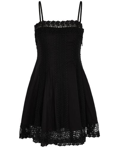 Charo Ruiz Ornella Lace-trimmed Cotton-blend Mini Dress - Black