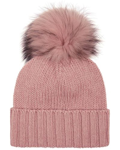 Inverni Pompom Cashmere Beanie - Pink