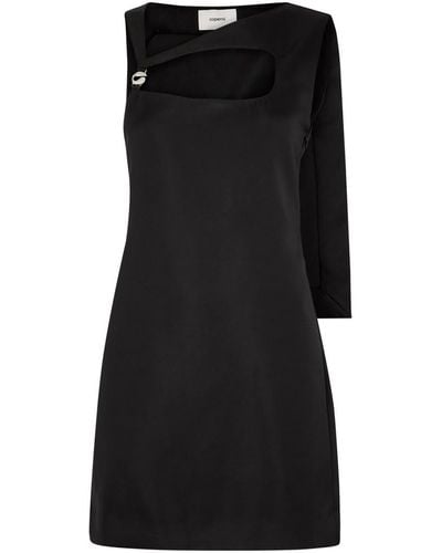 Coperni Cape-effect Cut-out Satin Mini Dress - Black