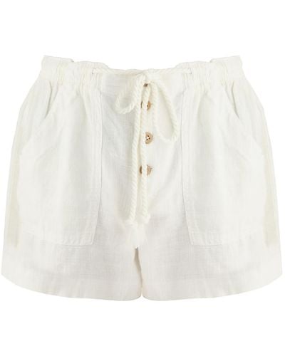 Free People Westmoreland Linen-Blend Shorts - White