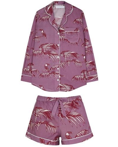 Desmond & Dempsey Bocas Printed Pyjama Set - Purple