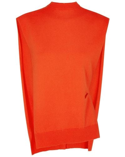 A.W.A.K.E. MODE Stretch-Knit Sleeveless Cardigan - Orange