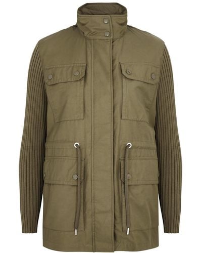 Moncler Poplin And Knitted Jacket - Green
