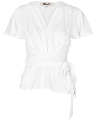 Diane von Furstenberg Siena Jersey Wrap Top - White
