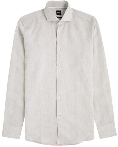 BOSS Hank Linen Shirt - White